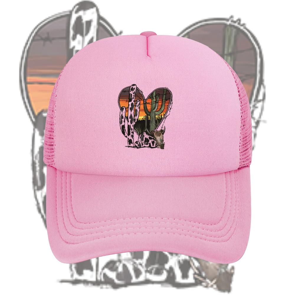 Cactus landscape heart sunset nature sky Baseball Cap Anime Graphic Hats Adult Unisex Women Sports Outdoor