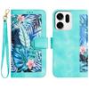For Oppo Reno14 Pro 5G (Global)/Reno13 Pro 5G Case PU Leather Floral Phone Cover with Card Slots/Wrist Strap