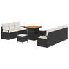 10 Piece Black Poly Rattan Garden Sofa Set with Cushions