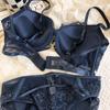 New Women Underwear Sexy Hollow Push Up Bra Set Lace Flowers Embroidery Brassiere and Panties Set Female Black Romantic Lingerie