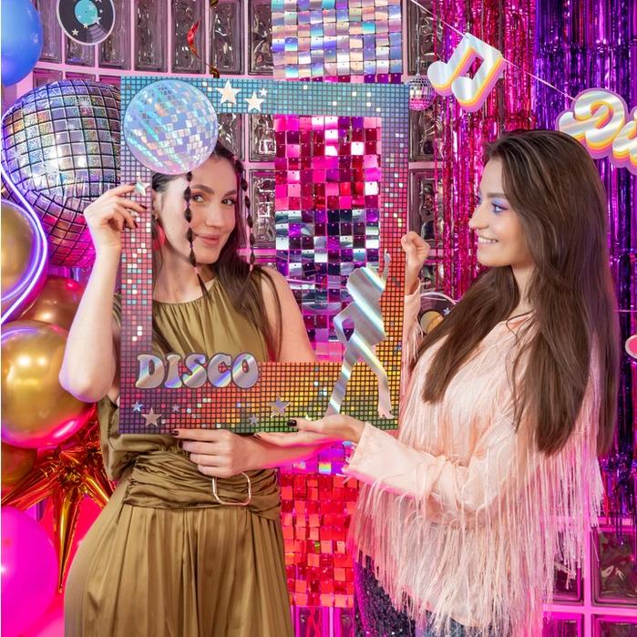 Retro Disco 80s Party Photo Booth Selfie New Year' Eve Ball Photo Frame