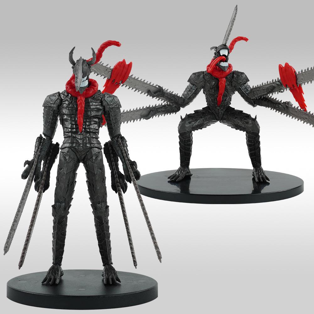 Аниме Человек-бензопила Самурайский меч Фигурка ПВХ 4 Ножа Приседание Боевая Поза Настольный Коллекционный Орнамент Модель Игрушка Подарок 15 см