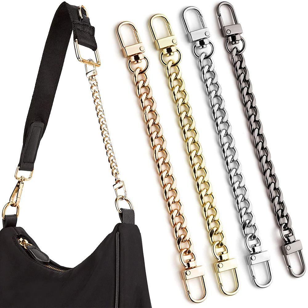 Aluminum Replacement Purse Chain Metal Flat Chain Extender with Metal Buckle Shoulder Bag Straps