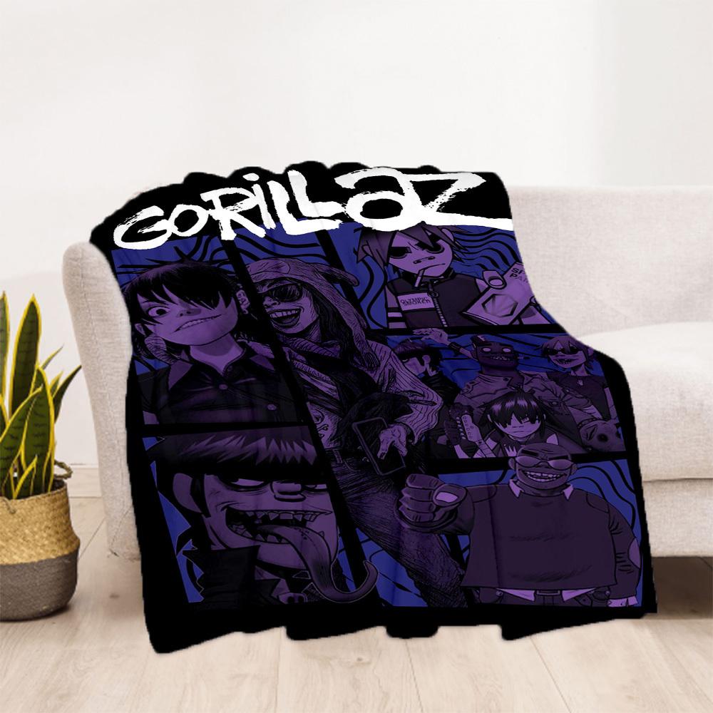1 шт. Плед с персонажами Gorillaz для улицы, легкий фланелевый, для использования в любое время года, для дивана, кровати, путешествий, кемпинга, гостиной, офиса, дивана049