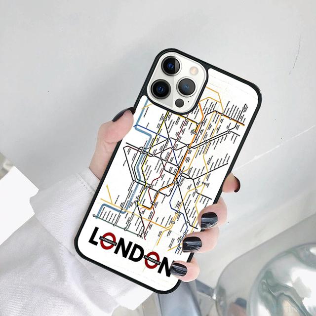 Чехол для телефона с картой лондонского метро для iPhone 17 Air 15 Pro MAX 16 Plus 14 12 11 13 coque