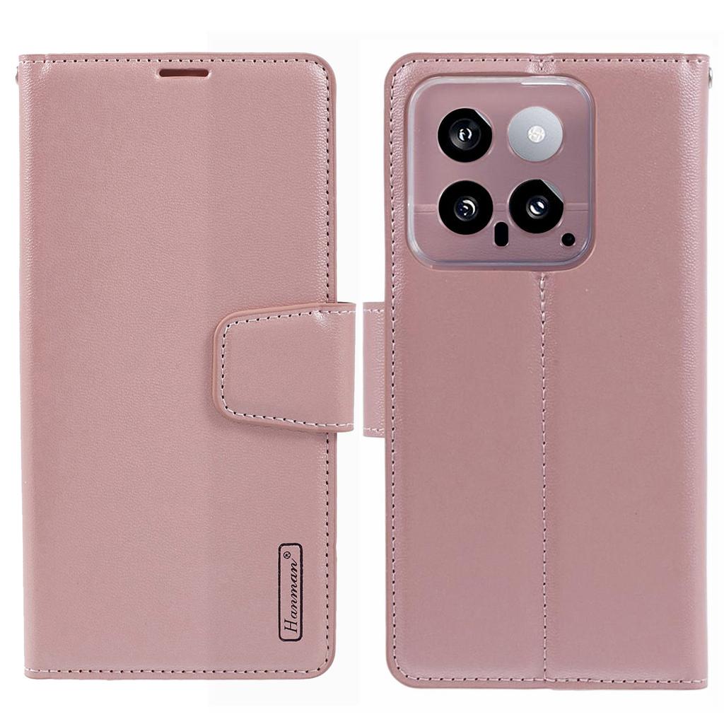 HANMAN Mill Series Phone Shell for Xiaomi 14 Case Wallet PU Leather Stand Cover