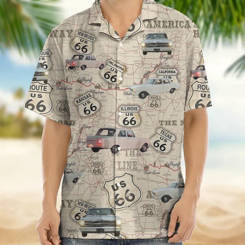 1116 summer new car pattern 1D digital printing Hawaiian men's lapel shirt