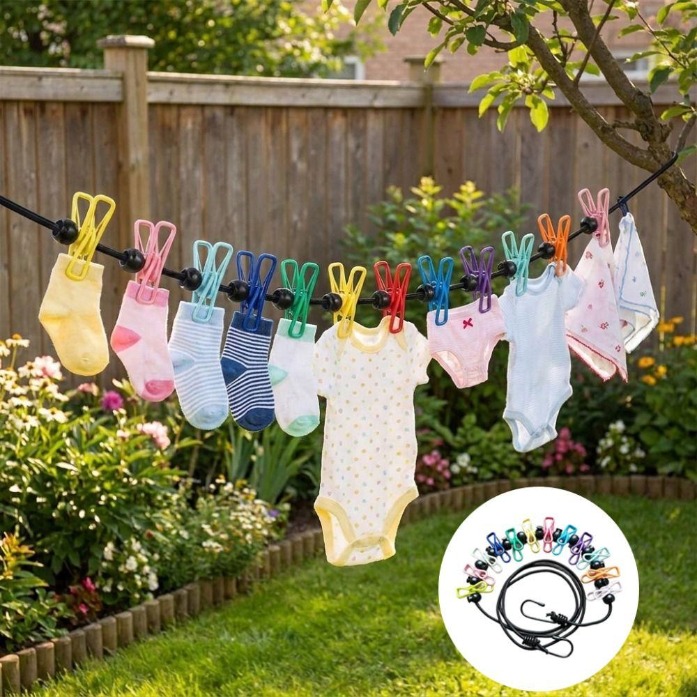 Elastic Stretch Retractable Clothesline 1.8 M Clothes Drying Rope Indoor Laundry