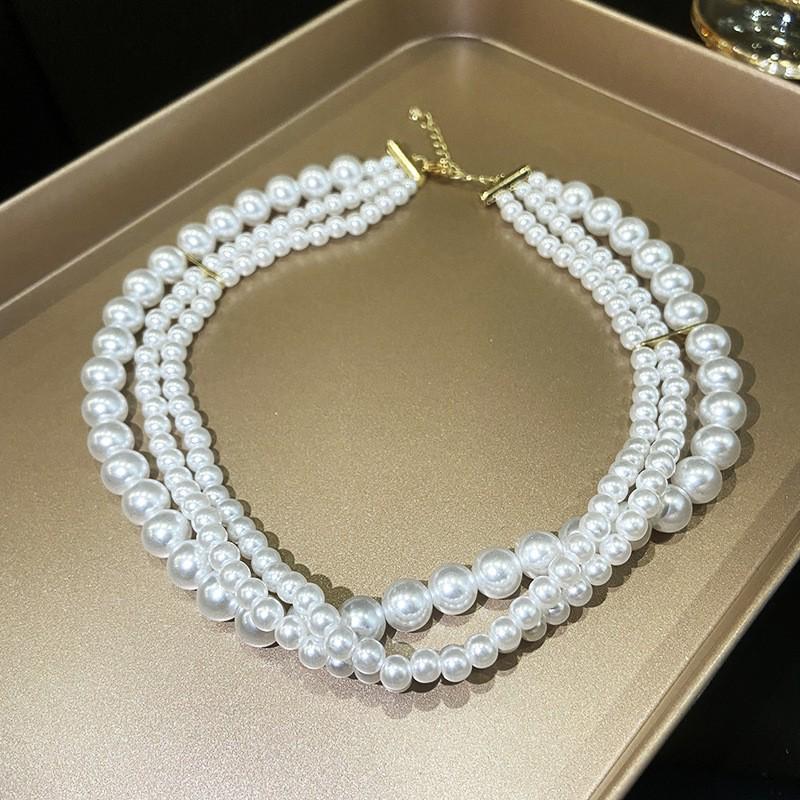 Многослойное ожерелье из жемчуга и бриллиантов – летняя устойчивая к выцветанию цепочка на ключицу, корейский стиль