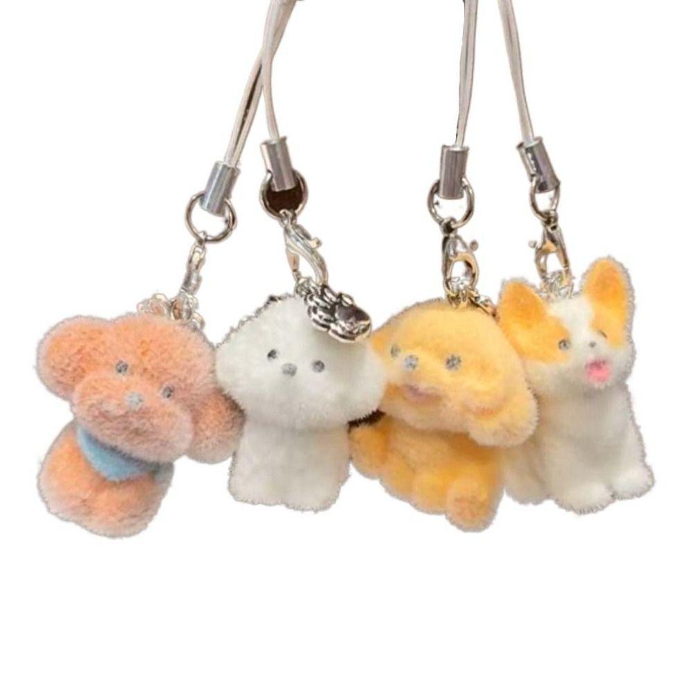 Пушистая кукла, стайная собака, брелок, щенок корги, кролик, телефон, кулон, 3D-животное, кулон, рюкзак