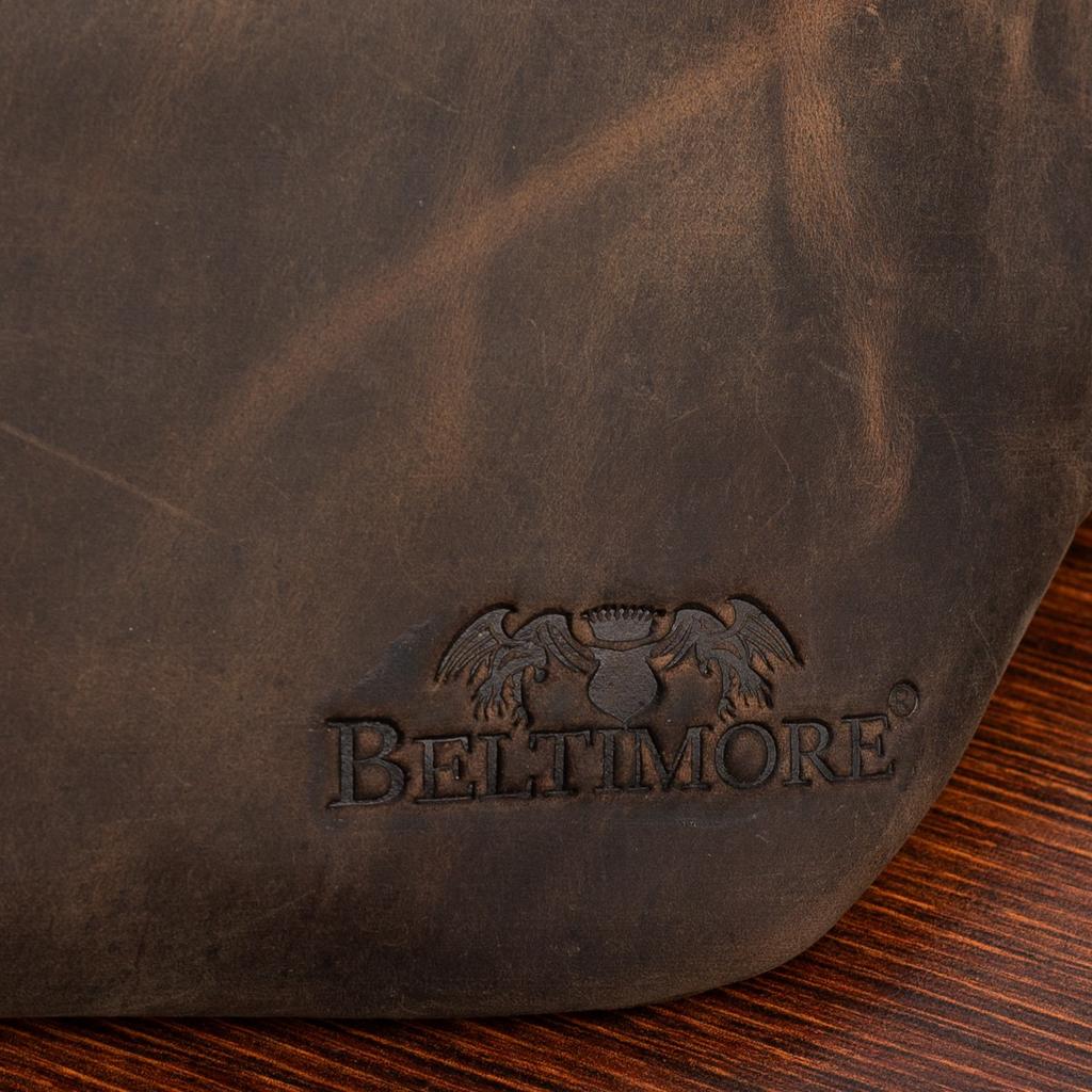Men's Premium Leather Waist Bag, Brown Nubuck Leather, Beltimore