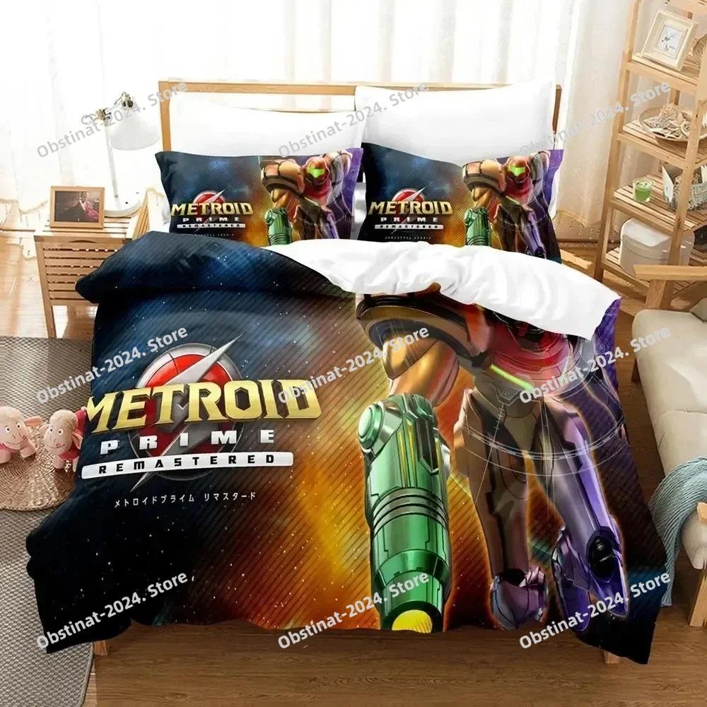 Metroid Prime Corruption Bedding Set Printed Bed Set Duvet Cover Sheet Pillowcase Bed Soft Quilt Cover Full Queen King Size