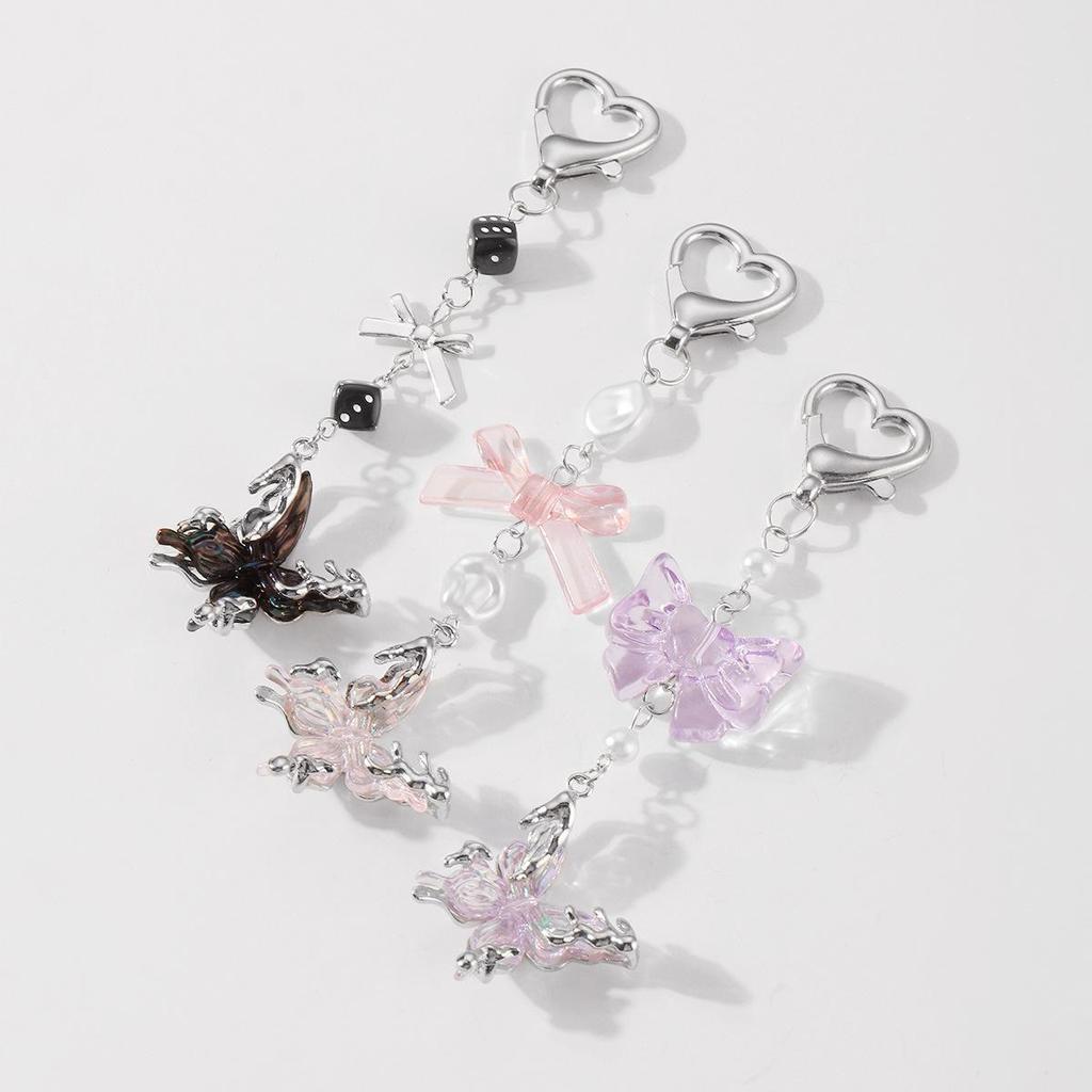 Очаровательный многоцветный 3D-бабочка Акриловый брелок-подвеска с бантом