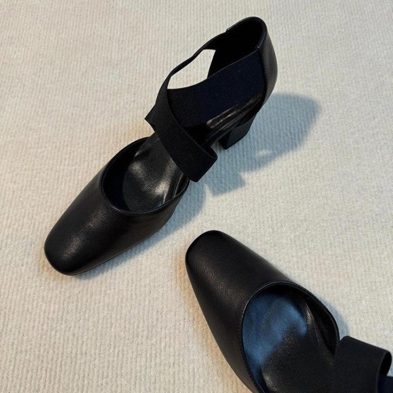 Fashion Spring New Thick Heel Shoes Women's Fashion Square Head Shallow Mouth Soft Sole Non-slip High Heels