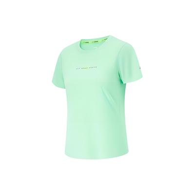 Футболка Li Ning Running Series, однотонная, быстросохнущая, светоотражающая, дышащая, с круглым вырезом и коротким рукавом, женская, цвет холодный зеленый ATSU190-5