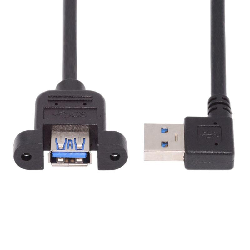 Высокоскоростной USB 3.0 удлинительный кабель 5 Гбит/с с адаптером под прямым углом/прямой головкой, штекер-розетка, дизайн с ушками для надежного крепления