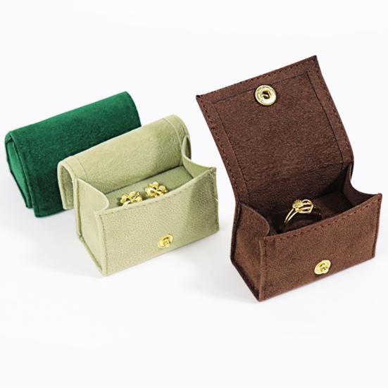 Mini Jewelry Box Elegant Luxury Soft Velvet Portable Solid Color Snap Button Travel Ear Studs Earrings Finger Ring Organizer Bag Holder Container Case
