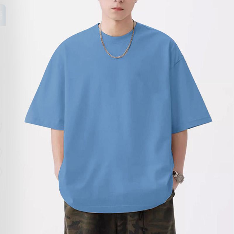 Мужская одежда Летняя футболка из чистого хлопка однотонная с коротким рукавом Мужская повседневная футболка с круглым вырезом Белый топ с рукавом до локтя Удобный