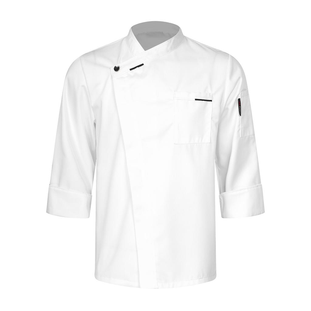 Unisex Chef Coat with Cross-Over Collar - Professional Kitchen Uniform for Men/Women, Restaurant Cook Jacket with Pockets