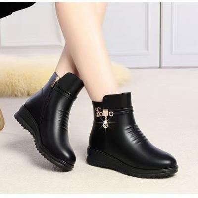 Мамины туфли хлопковые туфли женские осенне-зимние ботинки мягкая кожа плоские кожаные туфли бархатные теплые туфли для женщин среднего возраста модные ботинки