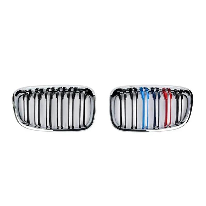 2012-2014 For BMW 1 Series F20 Grill Double Slats Gloss Black/Matt Black/Black+Chrome ABS Front Kidney Grille