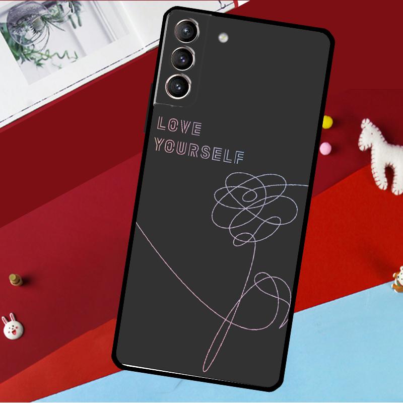 Чехол 'Люби себя' с цветком K-pop для Samsung Galaxy S20 FE S21 FE S22 S23 Ultra Note 20 S9 S10 Note 10 Plus Задняя крышка