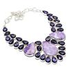 Lepidolite Stone, Amethyst Gemstone 925 Sterling Silver Necklace 18" P2a38