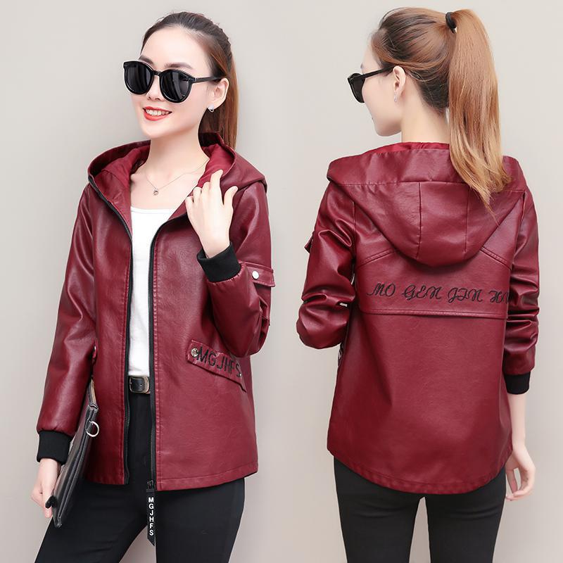 Короткая кожаная куртка Женская кожаная куртка из искусственной кожи