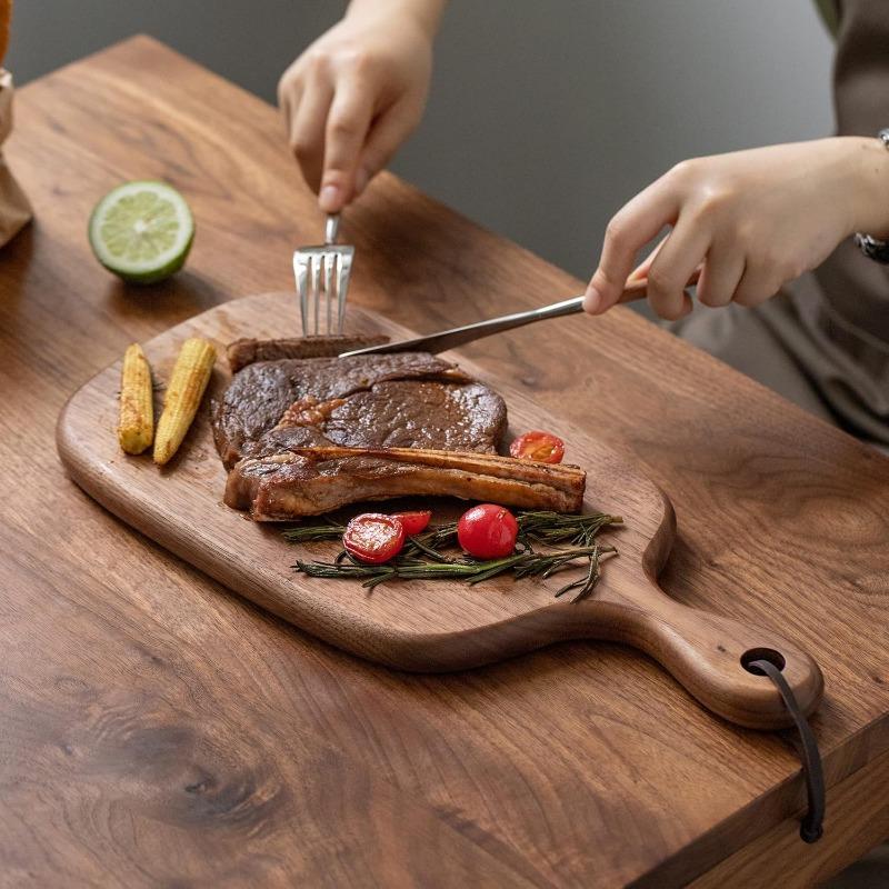 1 шт. Деревянная маленькая разделочная доска с ручкой, черные ореховые деревянные разделочные доски для хлеба, овощей и фруктов, доска для сыра с отверстием