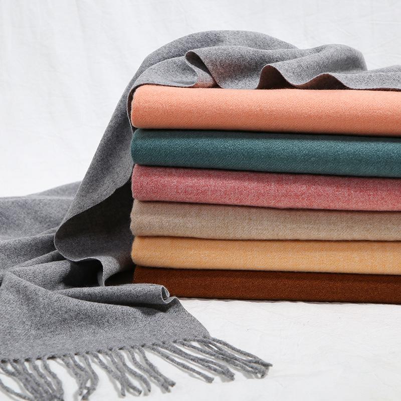 Cashmere Hand Feel Autumn And Winter Solid Color Scarf Women'S Thick Tassel Simple And Versatile Soft And Warm Imitation Cashmere Shawl