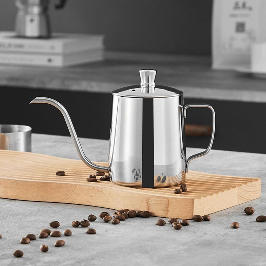 350ml Drip Kettle Coffee Tea Pot With Thermometer Non-stick Coating Food Grade Stainless Steel Thin Mouth Gooseneck Coffee Pot