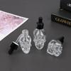 Transparent Skull Shape Bottle with Pipette Glass Liquid Dropper Bottle Portable Travel