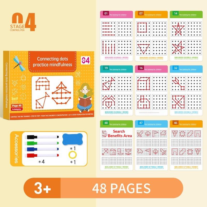 Educational Kids Magic Copybook Set Reusable Tracing Workbook for Handwriting Skills