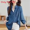 Tencel Denim Blue Shirt For Women Long Sleeve Casual Office Wear With Wrinklefree Technology