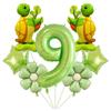 Sea Turtle Theme Birthday Decor 7pcs Foil Balloons 32inch Green Number Balloon 1-9 for Kids Birthday Party Decoration Supplies