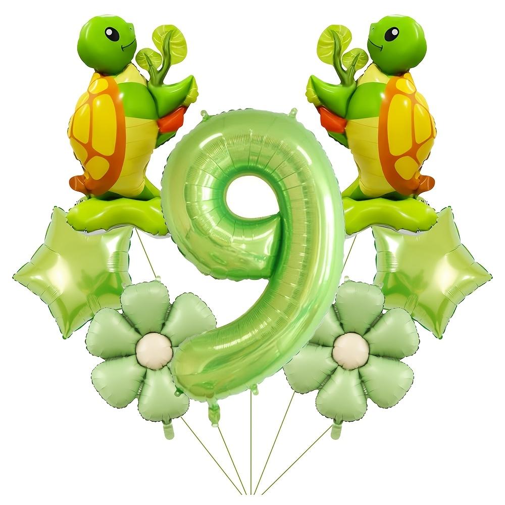 Sea Turtle Theme Birthday Decor 7pcs Foil Balloons 32inch Green Number Balloon 1-9 for Kids Birthday Party Decoration Supplies