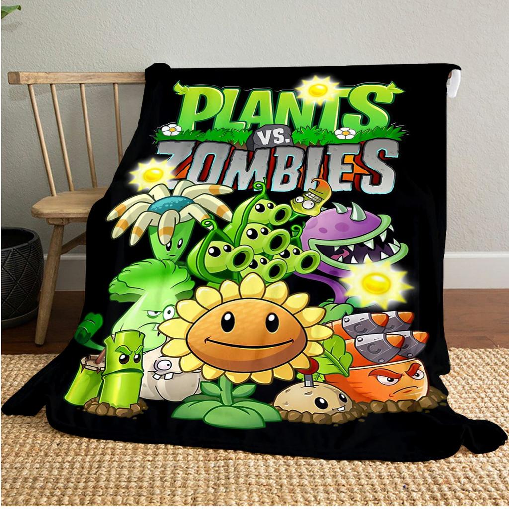 Plants Vs Zombies Plush Blanket Soft Comfortable All Seasons Suitable Sofa Office Nap Travel Festive Gift