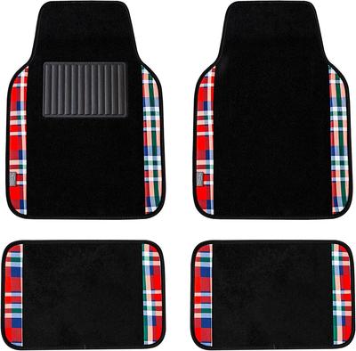 FH Group Коврик для пола автомобиля Tartan11 с клетчатой отделкой, красный, 64 x 46, 30 x 46, универсальный, для и фургонов, импортированный из F14411PLAIDRED (ФХ Интернэшнл) Коврики,