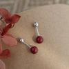 Retro Cinnabar Earrings Red Ball Earrings Screw Screw Buckle Earrings Sleeping Without Removing Niche Design
