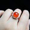 Natural Ice Chalcedony Red Flower Rings for Women Creative Engagement Inlaid Vintage and Elegant Wedding Jewelry Gift