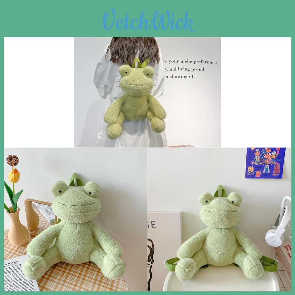 Kids Cartoon Plush Frog School Bag With Soft Material And Ergonomic Shoulder Straps