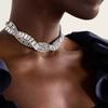 Multi-Row Geometric Crystal Choker Necklaces Luxury Trendy Weave Necklaces  Fashion Accessories