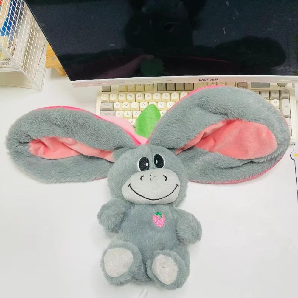 12.6inch Luminous Breathing Doll Plush with Motion Lights Breathing Stuffed Doll Donkey Strawberry Baby Sleeping Toys