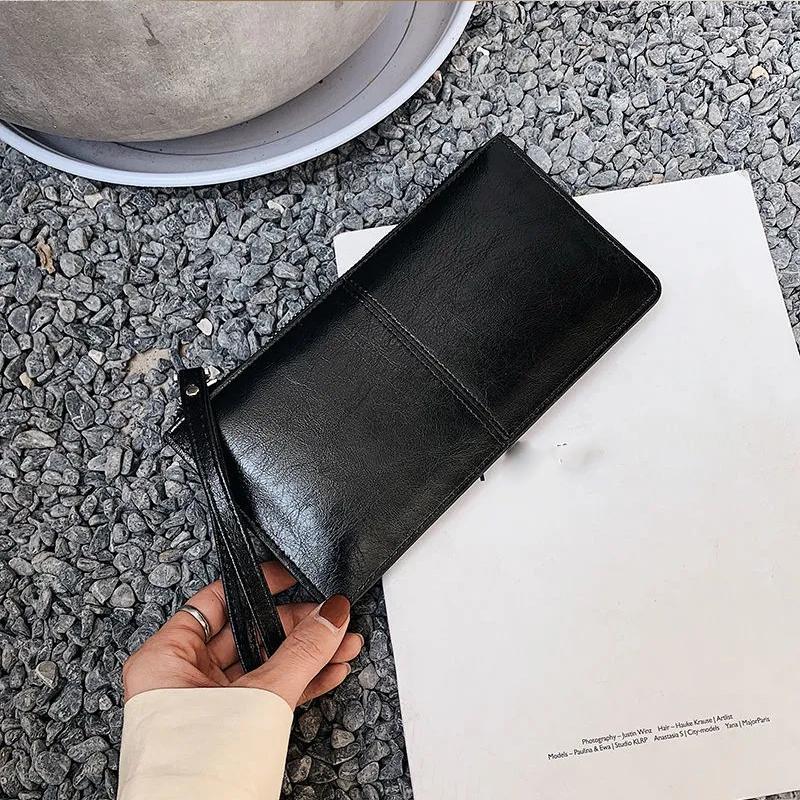 Модный однотонный кошелек, женская сумка из искусственной кожи, длинная молния, клатч, держатель для карт, портмоне, многослойная сумка для телефона