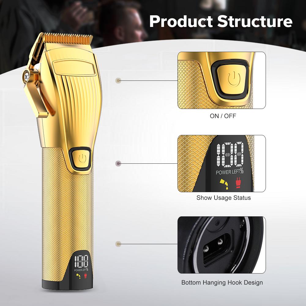 Машинка для стрижки волос с LCD-дисплеем профессиональная, 8 насадок