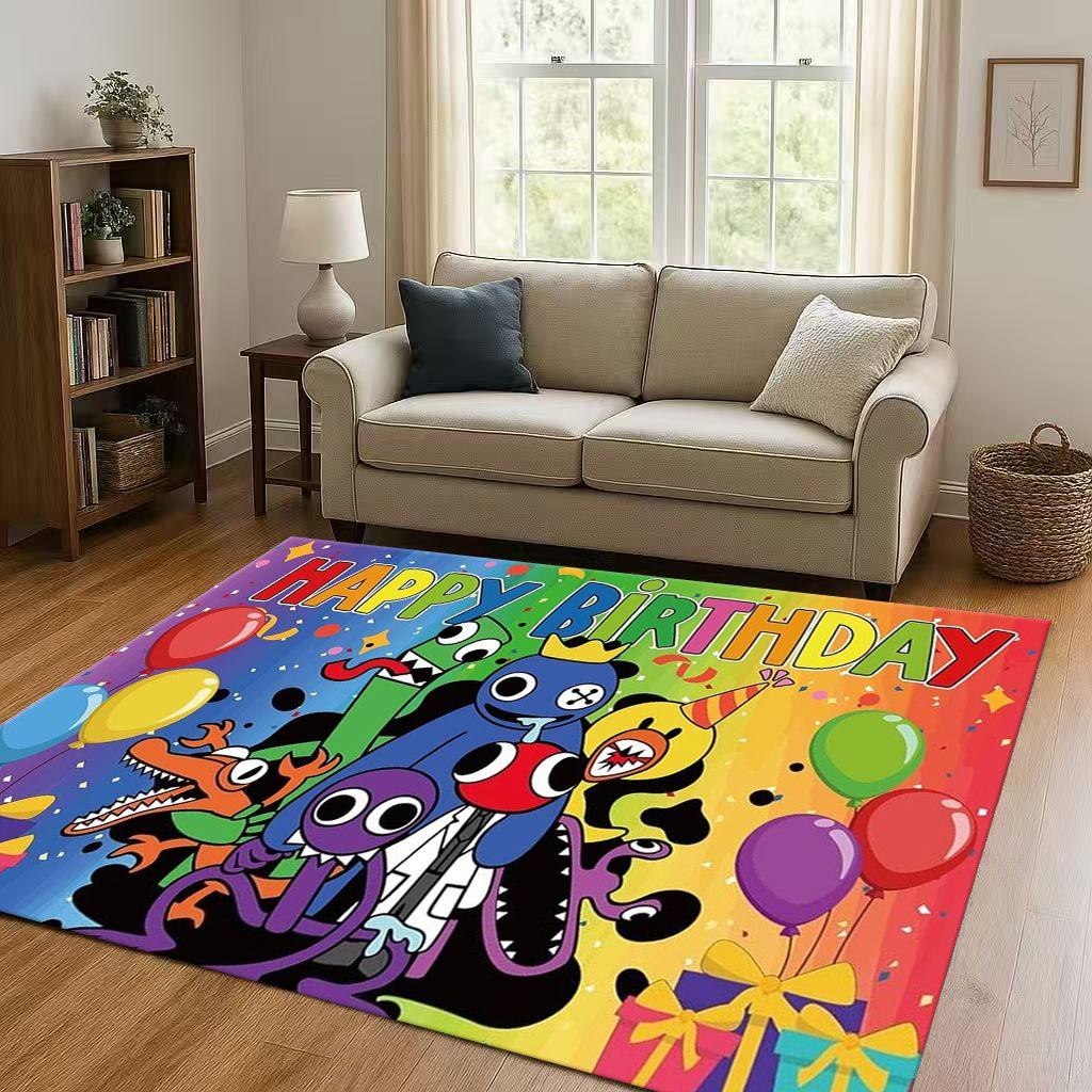 HD R-Rainbow Friends Game Cartoon Living Room Non-Slip Area Rug Carpet for Bedroom Playroom Sofa,Easy Clean Home Decor Doormat
