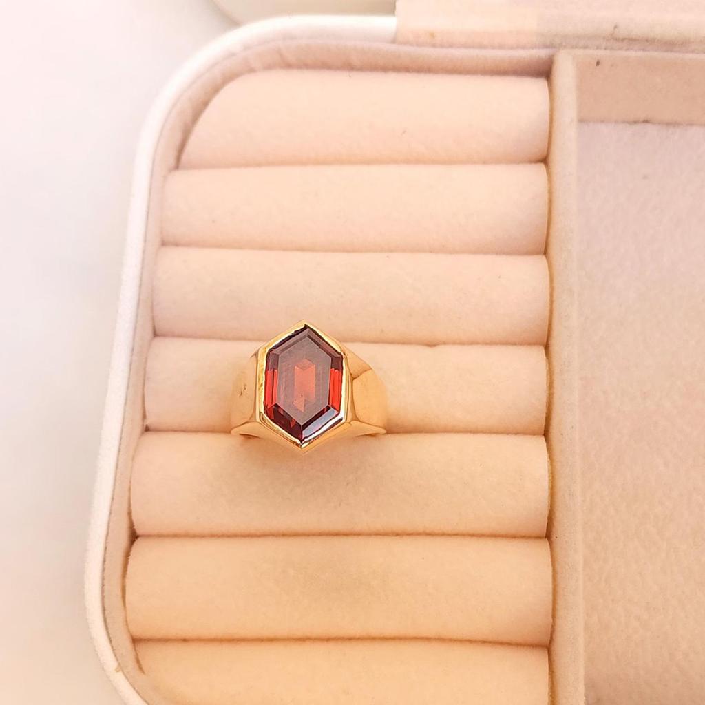 Almandine Garnet 925 Sterling Silver Yellow Gold Fill Ring Jewelry, Birthstone Gift Ring Jewelry