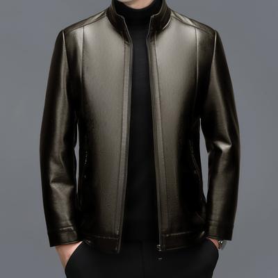 Повседневная свободная мужская зимняя утолщенная кожаная куртка Leather Daddy Leather Jacket