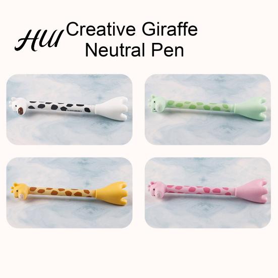 Soft Grip Pen 2pcs Giraffe Shape Gel Cute Cartoon Animal Smooth Writing Creative Pedestal Design for School Students Party Office