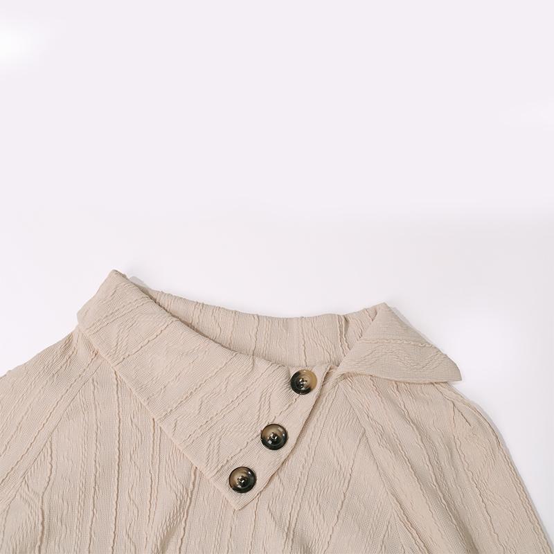 Осенний женский модный повседневный свитер с пуговицами, однотонный свитер с длинными рукавами и нерегулярными лацканами